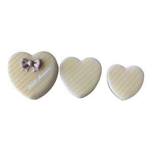 Vintage Sweet Memories Heart Nesting Boxes Set of 3 with Bow Lids Pastel Decor